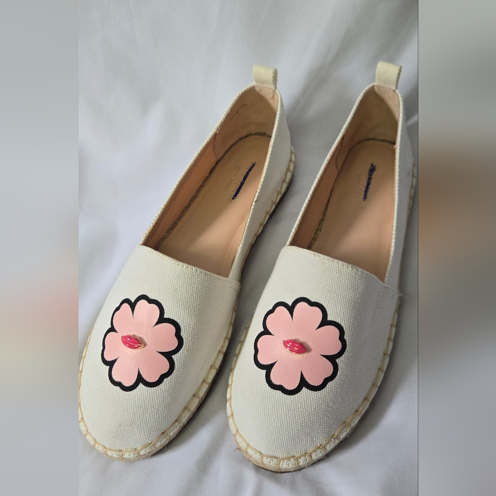 NWOT Kate Spade Gavyn Slip On Floral Espadrille Flat White/Pink Size 9